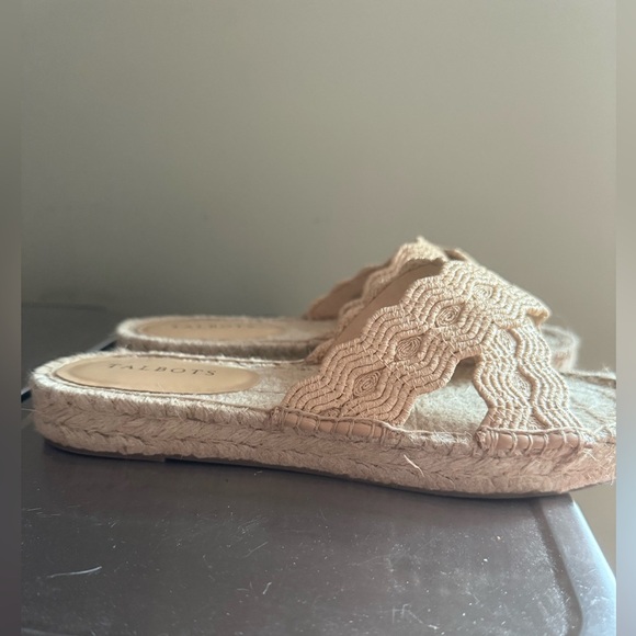 EUC Talbots Women's Tan/Cream Espadrille Slides SZ 9 - Picture 9 of 12